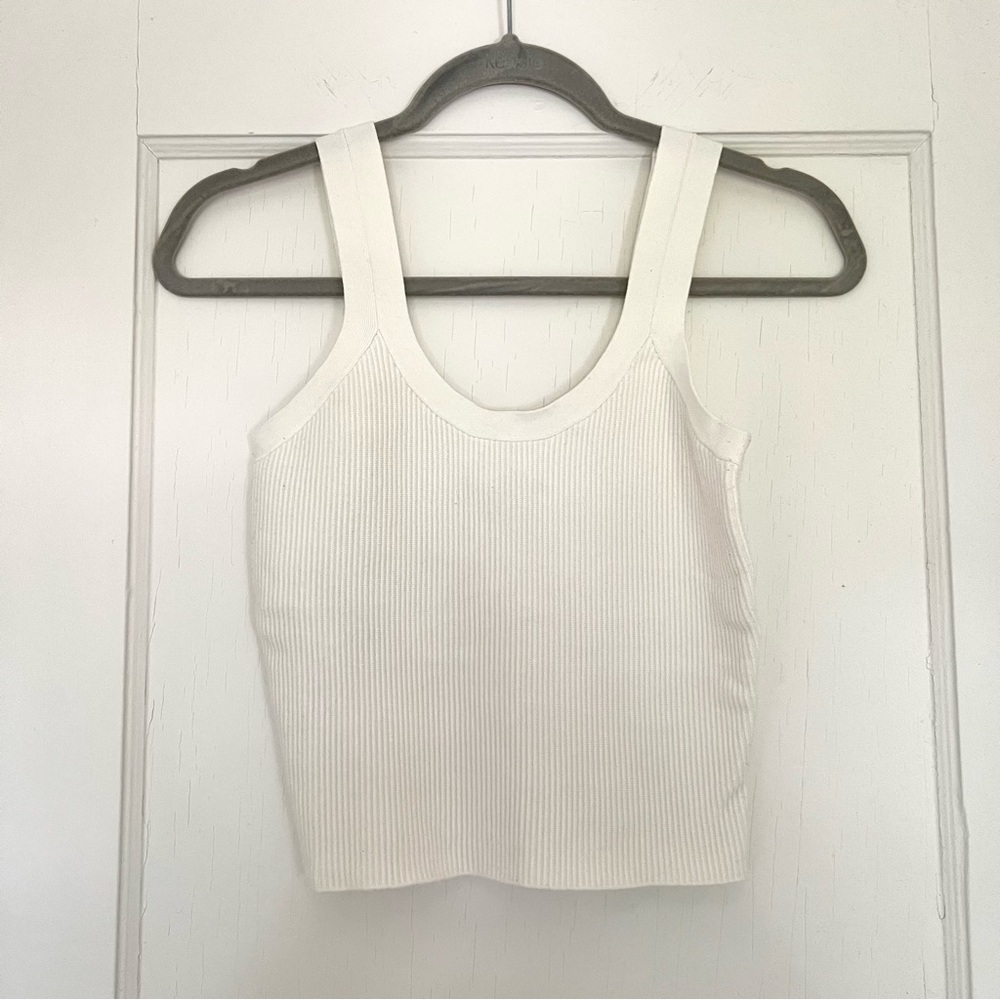 Abercrombie & Fitch Cream Ribbed Scoop Tank